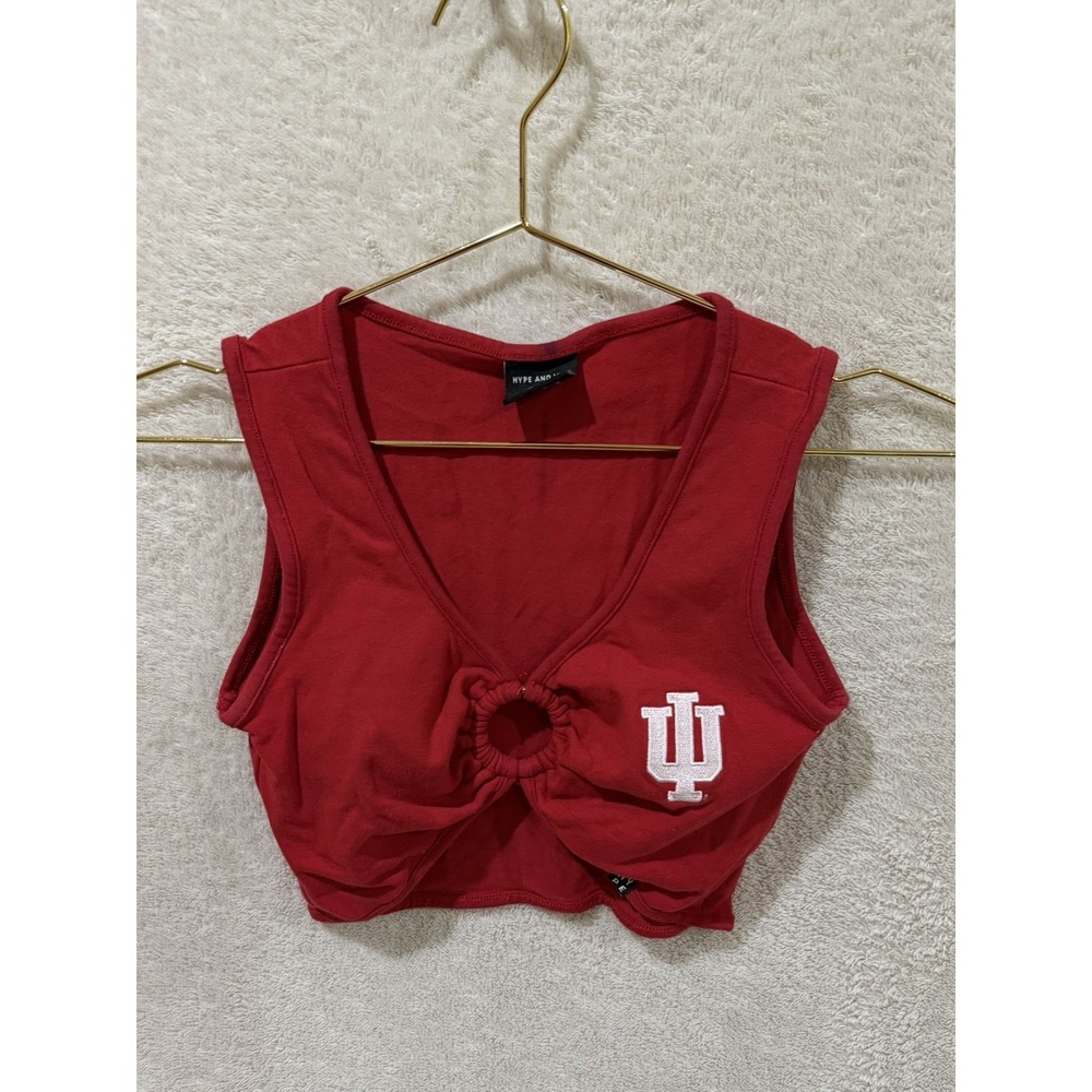 Hype and Vice Indiana University IU Tank Top Women XS Red Crop Hoosier Cinch